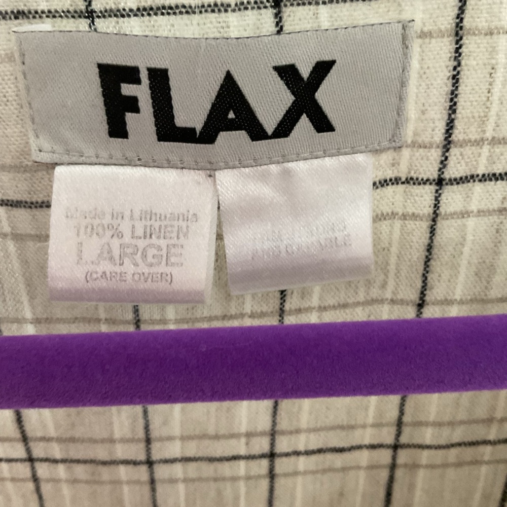 Flax Cream Plaid Linen Sleeveless Top - Picture 2 of 3